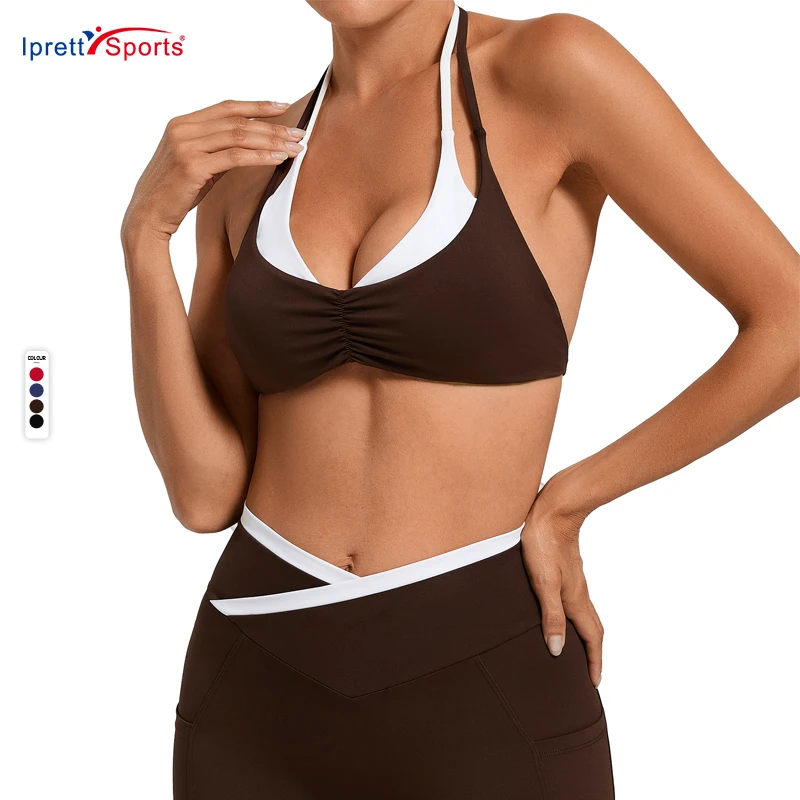 Hot Selling Wholesale Sports Bra with Neck Tie Tight Back Design Breathable High Support Yoga Bra for Women's Fitness & Running