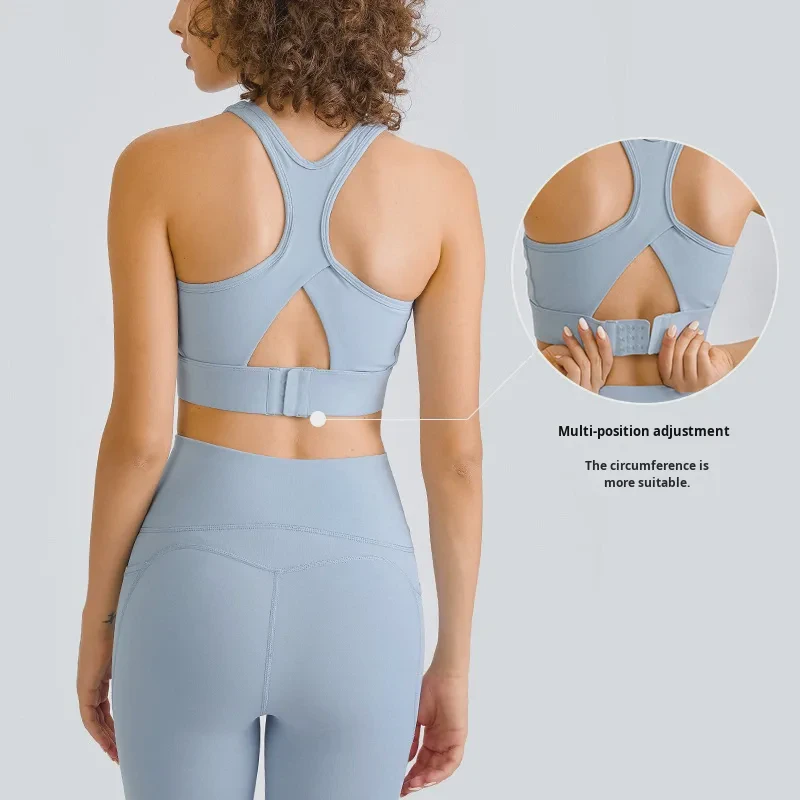 Yoga New Style Buckle Lightweight Breathable Quick Dry High-Intensity Shockproof High Support Plus Size Sports Bra Women Hollow