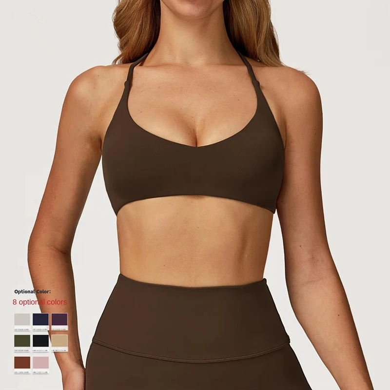 Yungan Yoga Bra Quick-Drying Cross-Back Fitness Wear High-Strength Casual Running Sports Underwear Seamless Solid