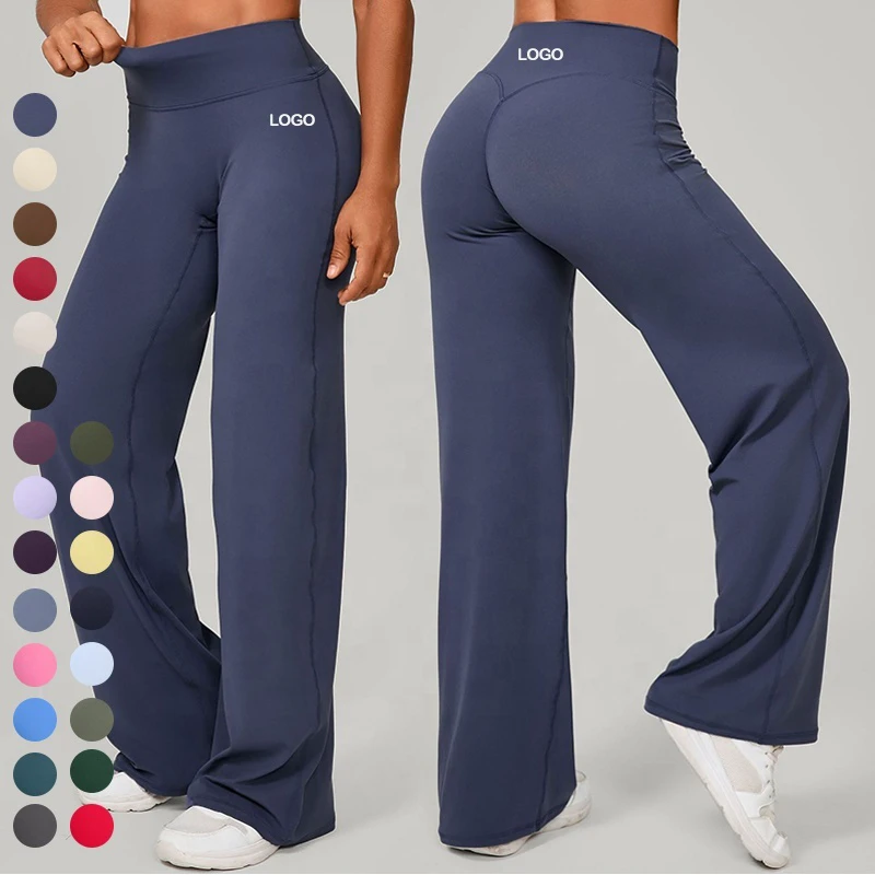 Women's High Waist Flare Yoga Leggings Quick Drying Wide Leg Flared Legging Casual Bell Bottom Buttery Soft Workout Long Pants