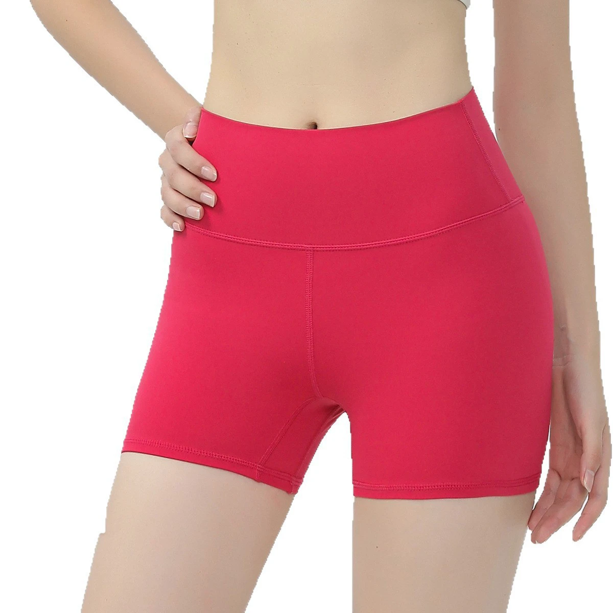 Solid Color Short Yoga Pants Fitness High-Waist Tight-Fitting Peach Hip Pants Pilates Sports Leggings