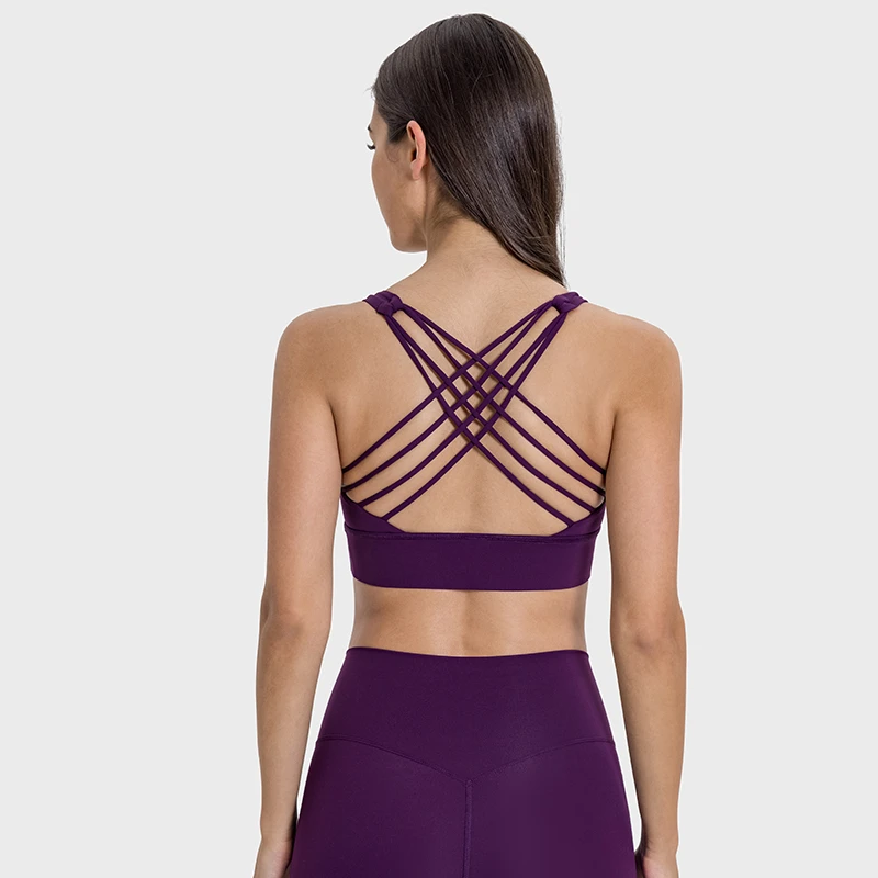 Women High Impact Fitness Sports Bra Cross Back Removable Pads Workout Gym Yoga Bra Top