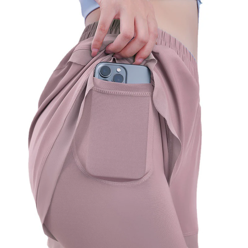 Wholesale New Two Pieces of Sports Running Pocket Yoga Pants Quick-dry Tight Woman Jogging Pants Yoga Pants