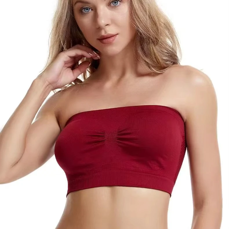 Summer Plus-size Strapless Bra No Chest Pad Breathable Line Wrap Chest Ruffle Wrap Chest