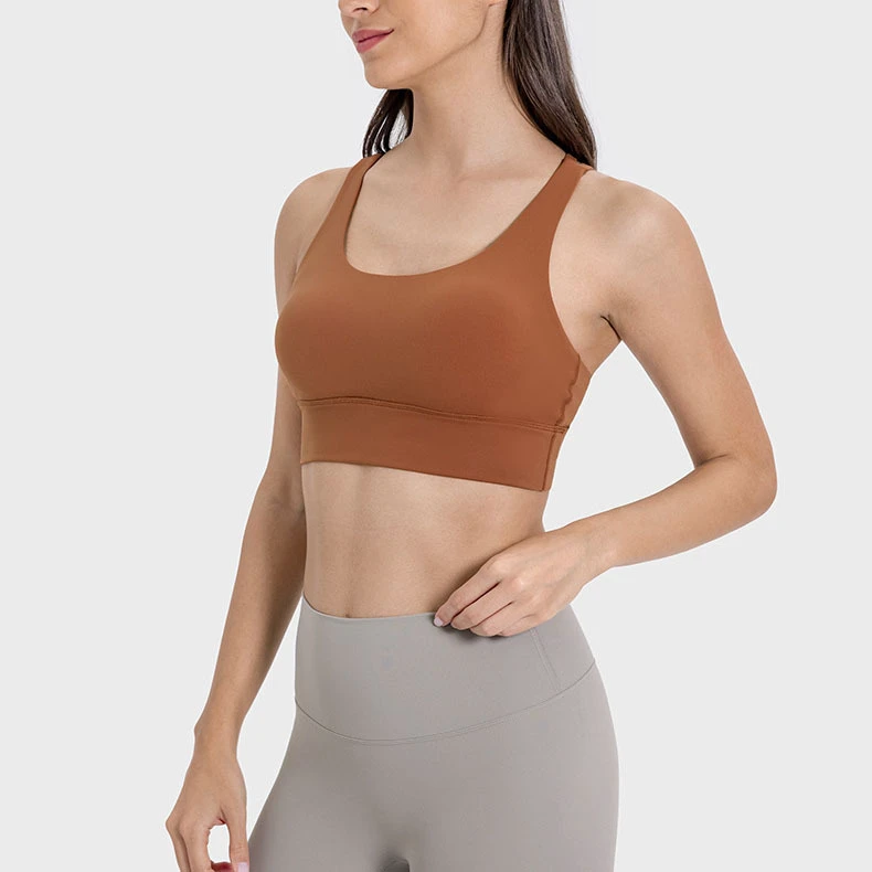 2025 New Colors Women Back Cross Strappy Fitness Yoga Bra With Removable Pads Breathable High Impact Gym Sports Bra