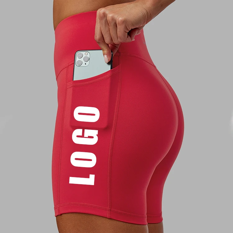OEM Custom Breathable 4-way Stretch High Waist Pocket Butt Lift Gym Fitness Sports Yoga Shorts for Women