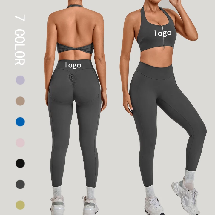 Naked Feel Gym Workout Set Backless Gym Fitness Sets Workout Clothes Scrunch Butt Woman Yoga Set