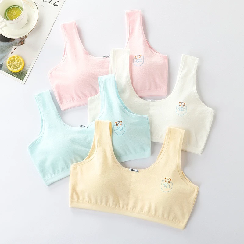 China Factory Wholesale High Quality Training Bras for Summer Use Cute Teen Years Girls Bra Vest in Solid Color Thermal Feature