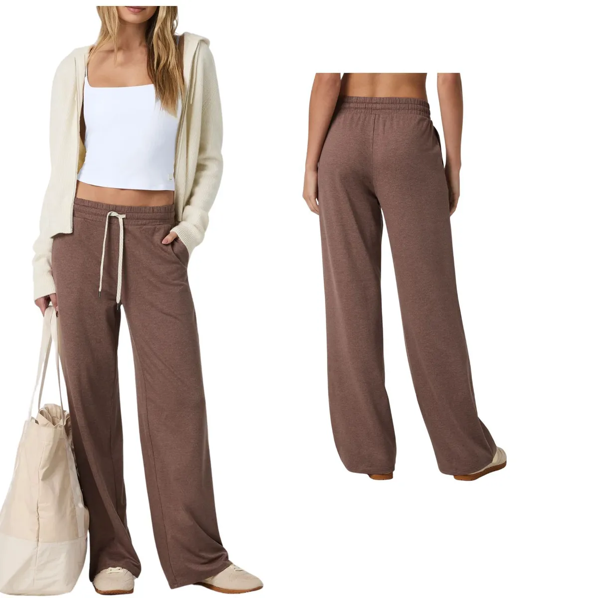 Women Mid Waist Fleece Streetwear Cargo Flare Pants Breathable Drawstring Casual Full Length Flat Front Winter OEM Wholesale