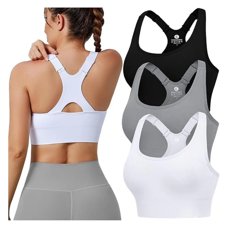 Women's Seamless Sports Bra | Adjustable Racerback Fitness Top with Removable Pads for Yoga, Running & Gym Workouts