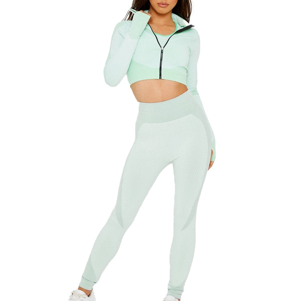 Wholesale Customized Yoga Set Spandex/Nylon Solid Breathable Lightweight High Quality Elastic Waist Quick Dry 2 Piece Sportswear