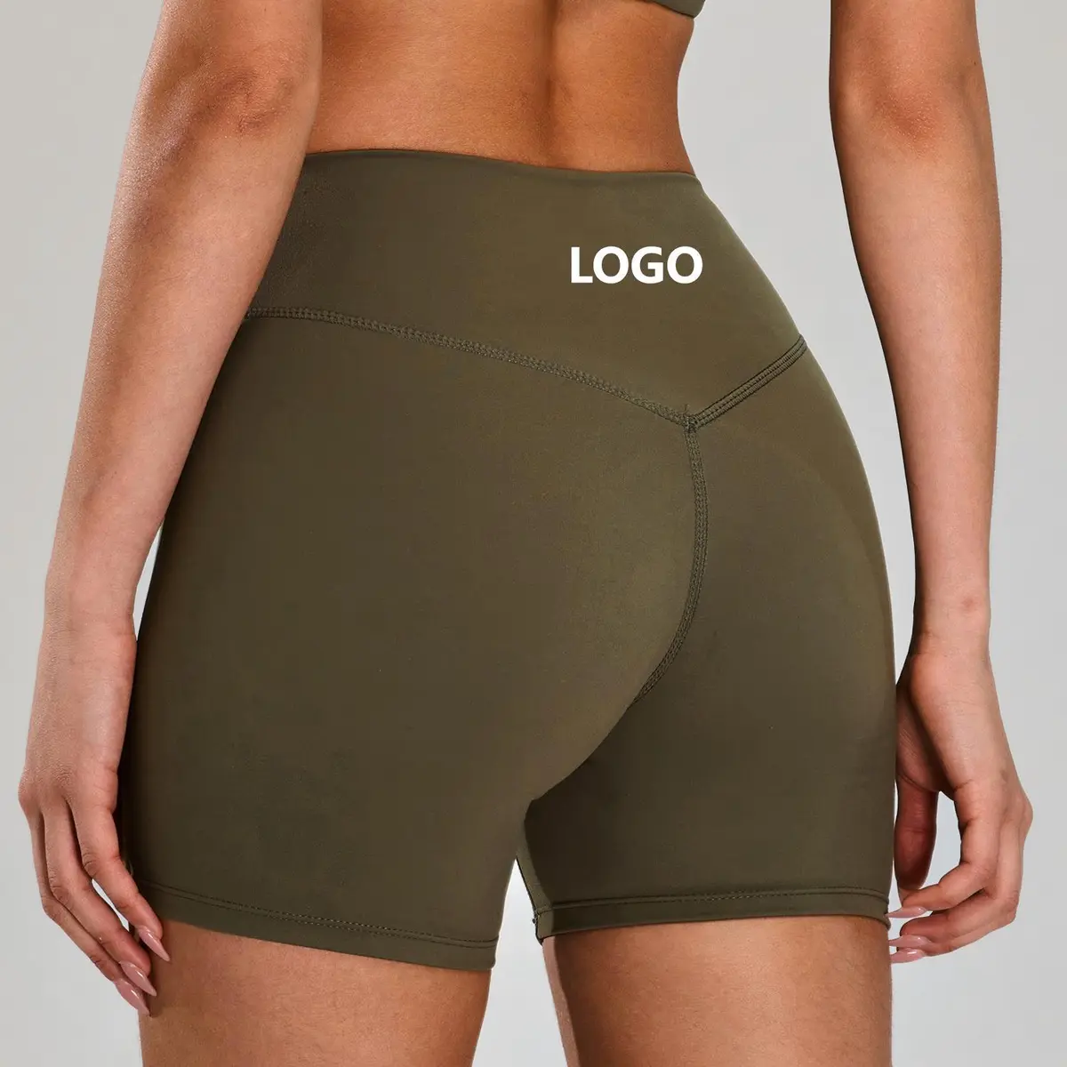 Women's Solid High-Waist Quick-Dry Yoga Shorts Breathable Tummy Control Butt-Lifting Four-Way Stretch Nylon Spandex Plus Size