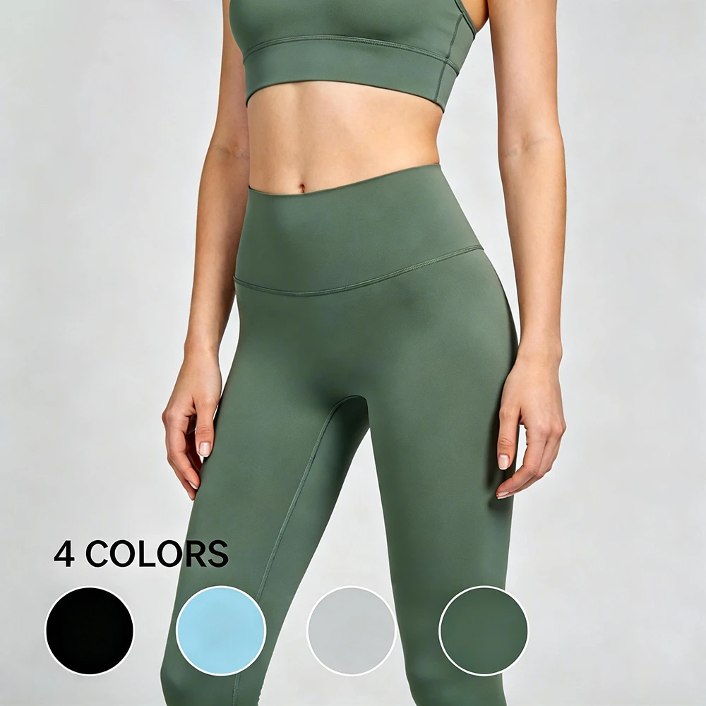 Women's Solid Tummy Control Yoga Leggings 4-Way Stretch Sweat-Wicking Quick-Dry Eco-Friendly High Waist Gym Pants Fitness