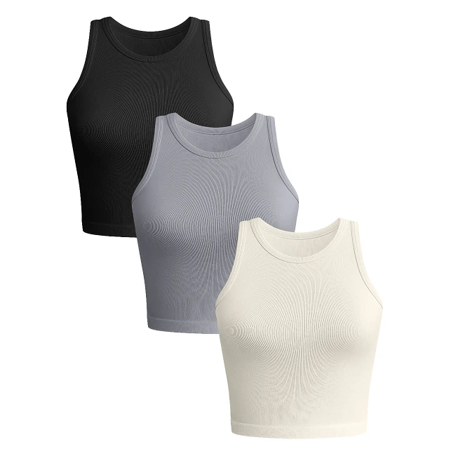 High Quality Eco-Friendly Waterproof Windproof Quick Dry 220g Elastic Skinny Sexy Ribbed Fleece Workout Yoga Gym Crop Tank Top