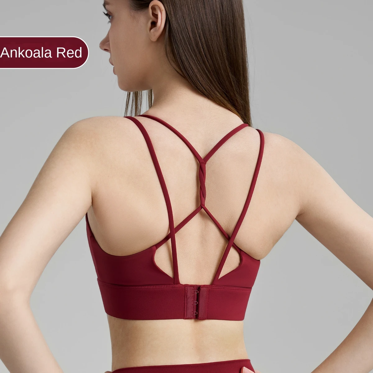 Medium Strength Breathable Spandex/Nylon Women's V-neck Double Shoulder Strap Yoga Vest Fixed Cup Shockproof Back Fitness Bra