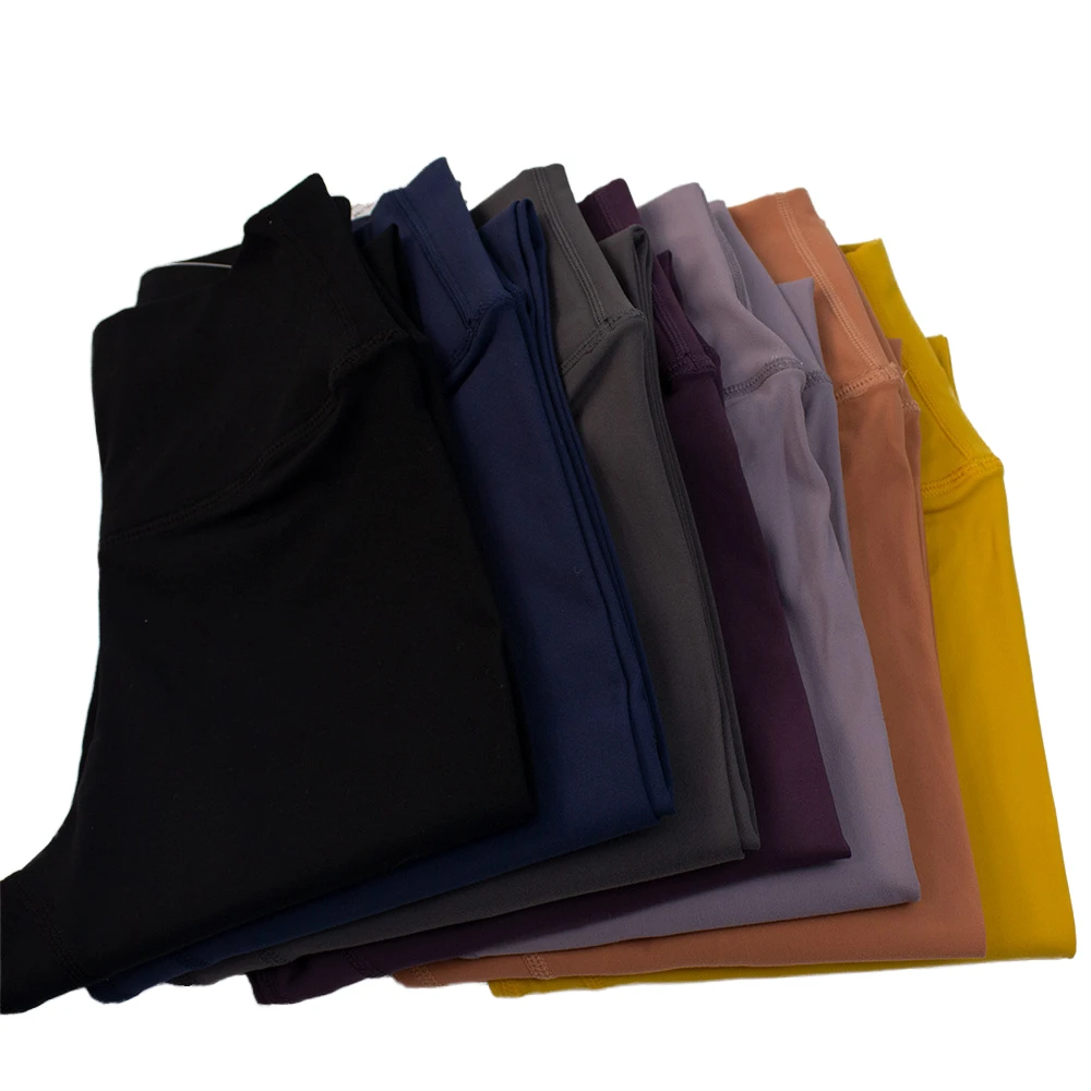 High Waist Nine-Point Yoga Pants Slim Fit Four-Way Stretch Moisture-Wicking Solid Spandex/Nylon Elastic Waist