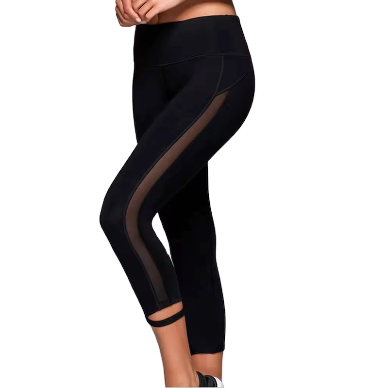 Factory Wholesale Women's High Waist Tummy Control Yoga Leggings Cropped Trousers Custom Logo Breathable Anti-Bacterial Snagging
