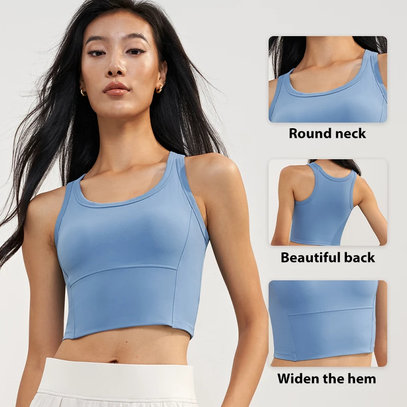 2024 High Strength Shock-Proof Retraction Yoga Bra for Women Nude Round Neck Beauty Back Fitness Underwear Fit Fitness Workout