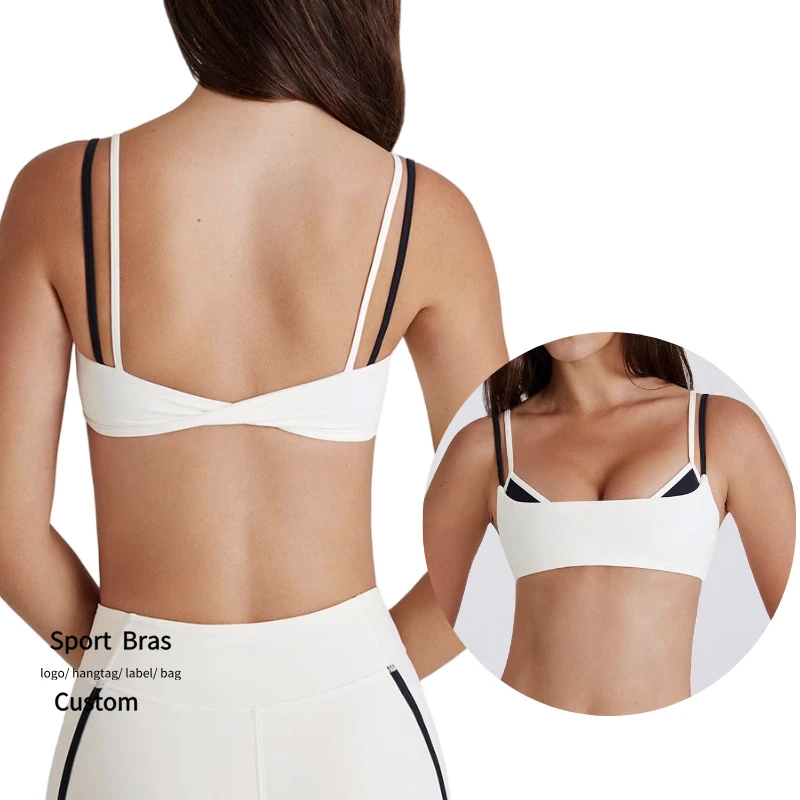 Wholesale Sports Bra for Women Quick Dry Running Top Color Blocking Fitness Bra Twisted Back Activewear Top Quick Dry Yoga Bra