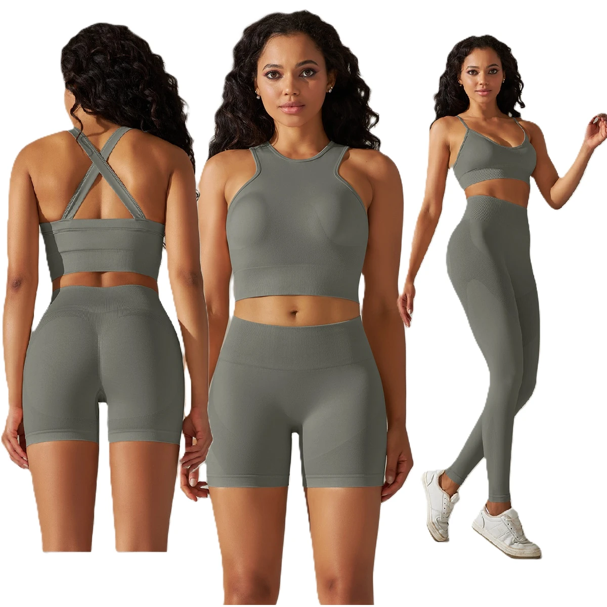 Hot Sale Women's Sport Fitness Activewear Crop Top Shorts Two Piece Sets for Yoga Pilates Running-Breathable Solid Pattern