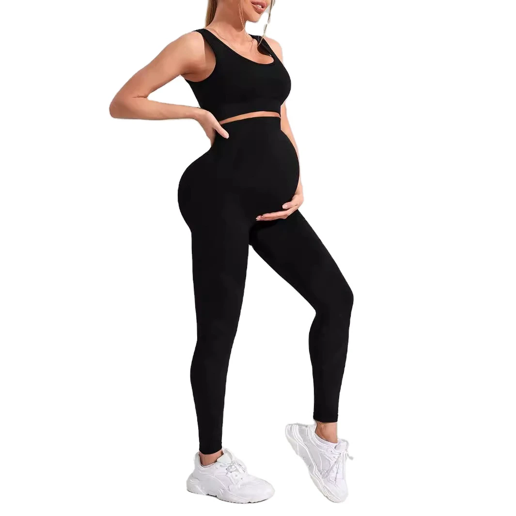 Pregnancy High Waist Cross-Border Maternity Yoga Sports Bra Pants Suit Quick-Drying Moisture-Wicking Fitness Gear for Women