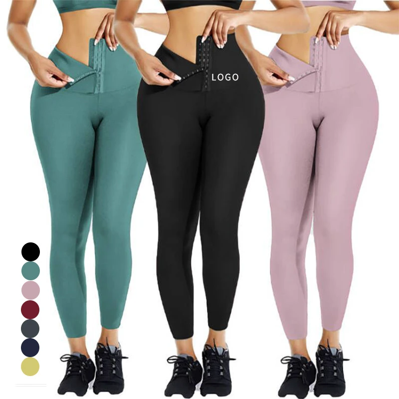 Gym Sports Slimming Body Shaper Waist Trainer Leggings Woman Customize High Waist Butt Lift Legging With Tummy Shaper