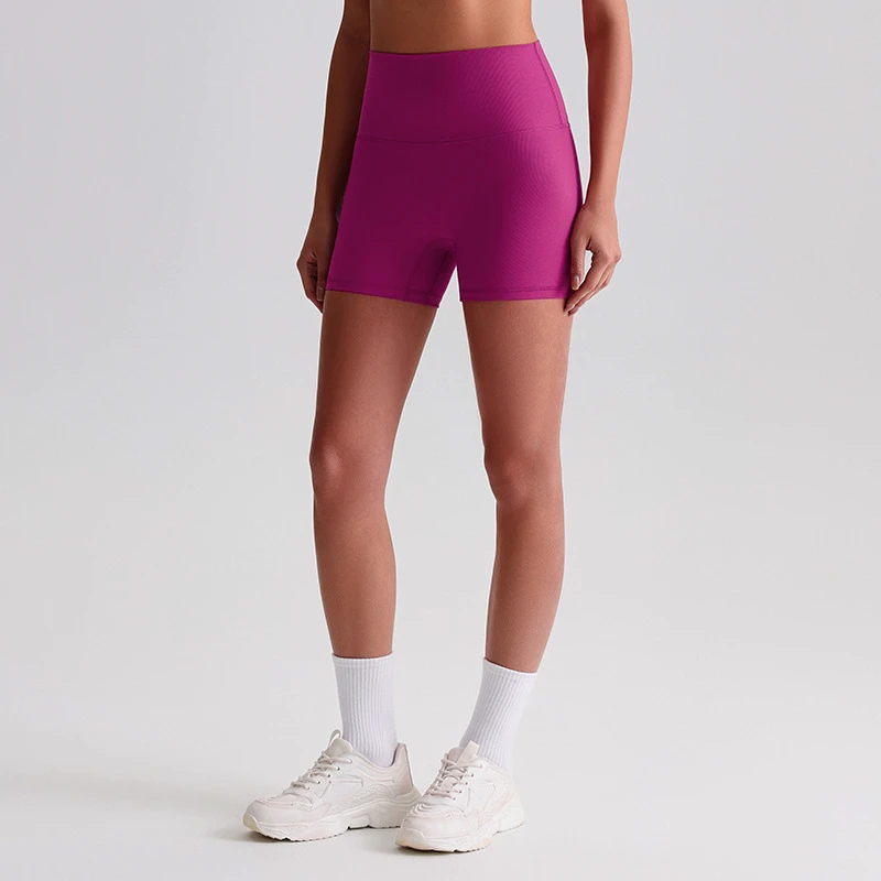 Solid Color Soft Ribbed Women Fitness Sports Short Leggings Cycling High Waist Yoga Short
