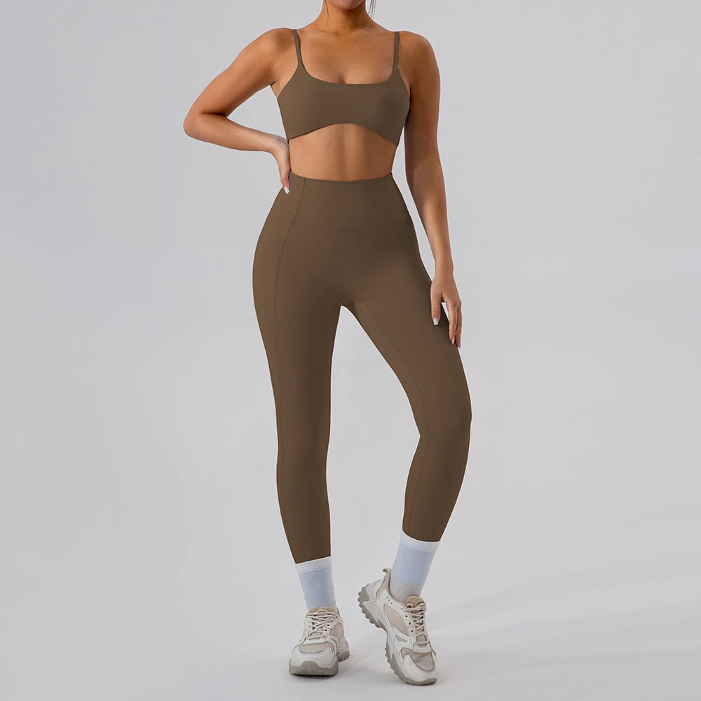 WOJIEER Women's Yoga Clothes Running Tight-Fitting Gym Sets Beautiful Back Quick Drying Yoga Top Leggings Yoga Set for Women