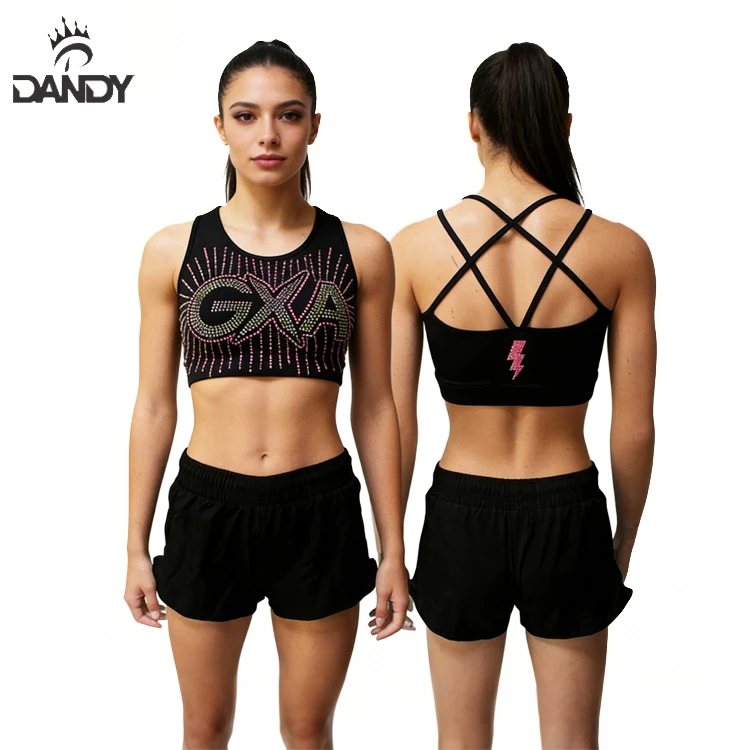 Dandy Custom Rhinestones Sublimation Women Kids Cheer Shorts and Bra Cheerleading Practice Wear