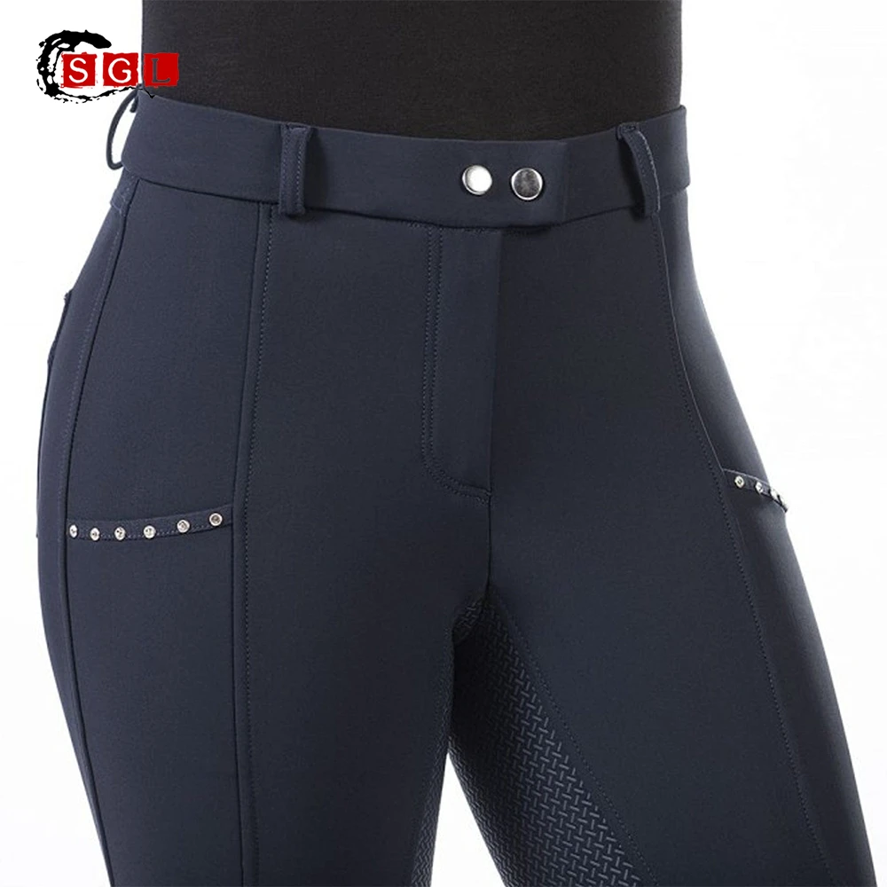 Women's Riding Leggings Silicone Full Seat Jodhpur With Mobile Phone Pocket And Belt Loops Riding Pants Equestrian Clothing