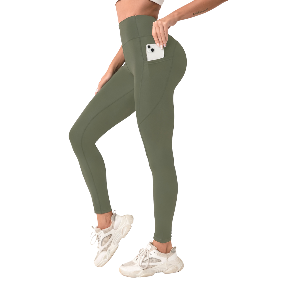 Custom High-Waist Eco-Friendly Quick-Dry Yoga Pants with Pockets for Women