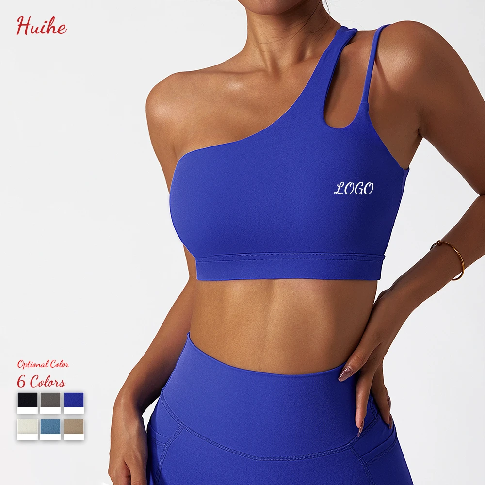 HUIHE Slant Shoulder Shock-Absorbing Yoga Bra Sports Bra Running and Fitness Vest Top
