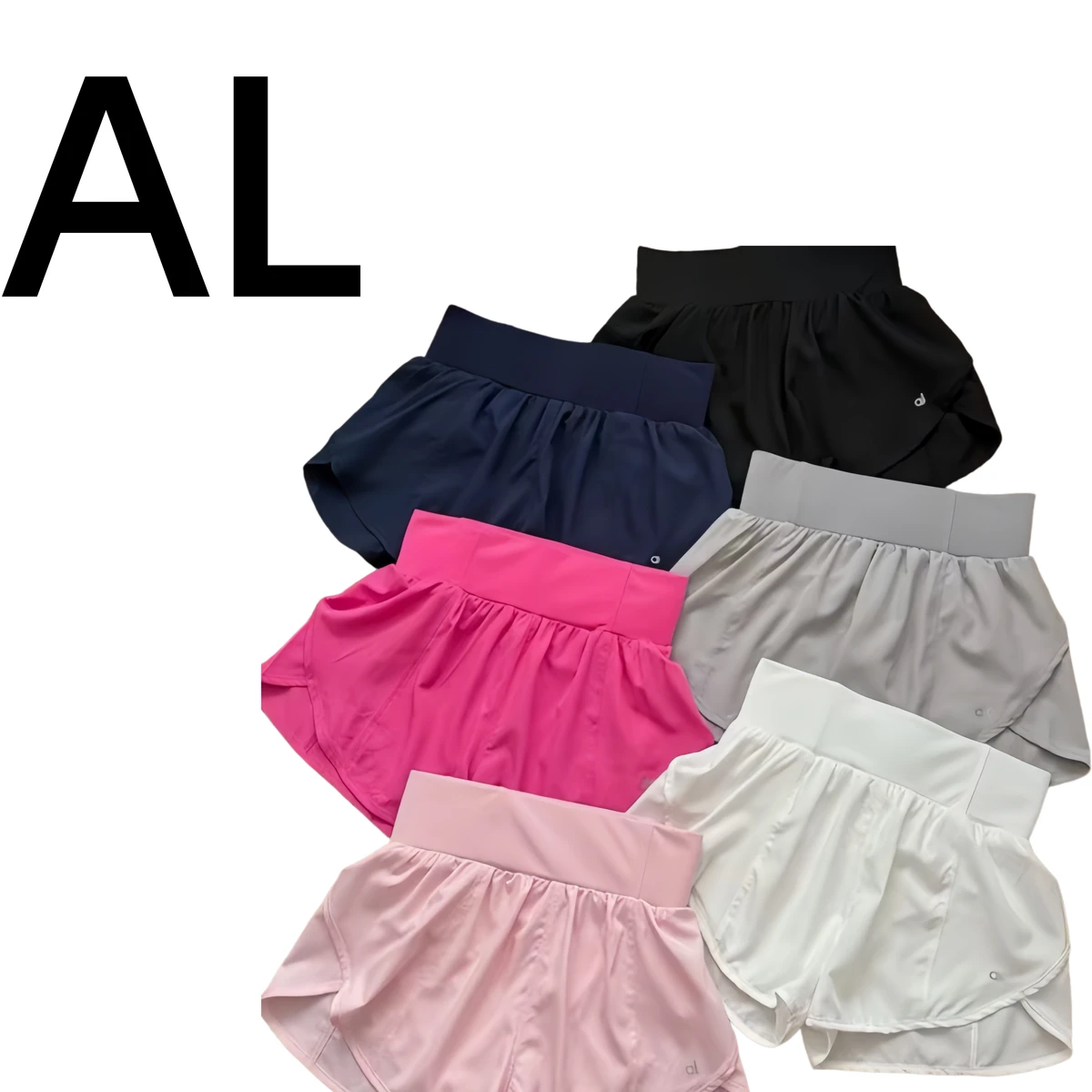 2026 New Customized Letter AL Women's Quick-dry Running Yoga High Waist Casual Shorts Fitness Tennis Sports Zipper Pocket Shorts