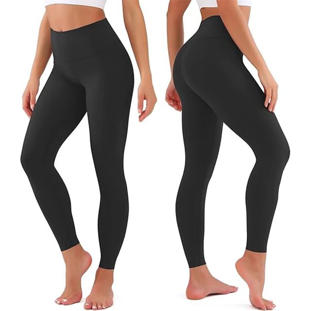 Best Quality High Waist Mid Waist Fitness Yoga Leggings Tummy Control Workout Stretch Pants Side Pockets Elastic Waist Solid