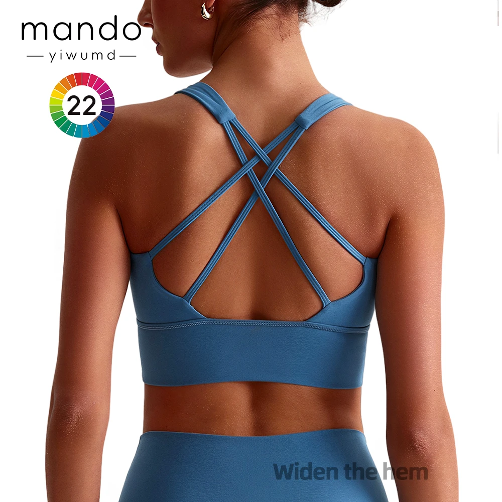 Custom logo Continuously Popular 75% Nylon 25% Spandex Wide Hem Gym Yoga Bra Women's High Support Sports Bra