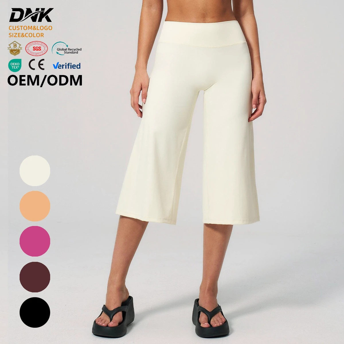 FZK5555 Summer Brushed Yoga Calf-Length Pants Women High Waist Elastic Waist Quick Dry Wide Leg Pants for Gym Pilates