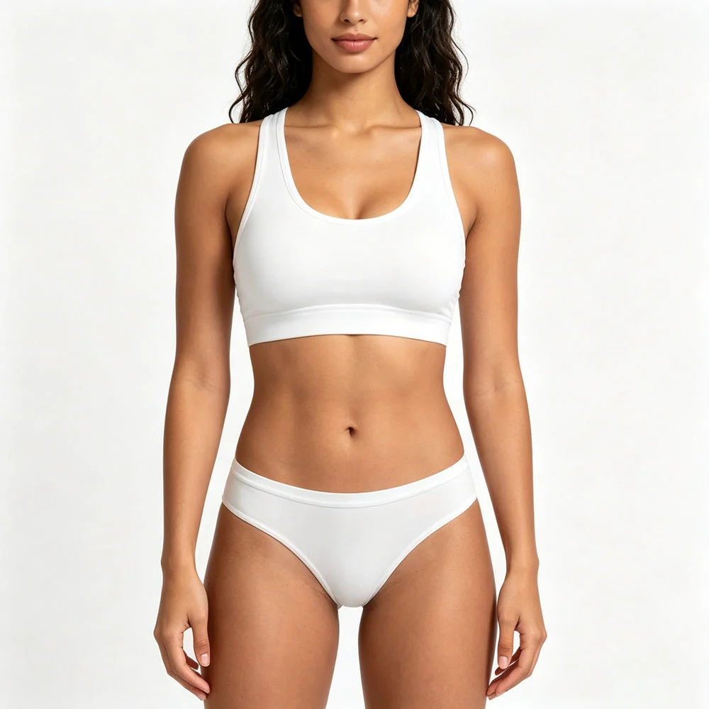 Women's Lightweight High Support Two-Piece Athletic Activewear Sport Bra and Panty Set with Four-Way Stretch Quick Dry Features