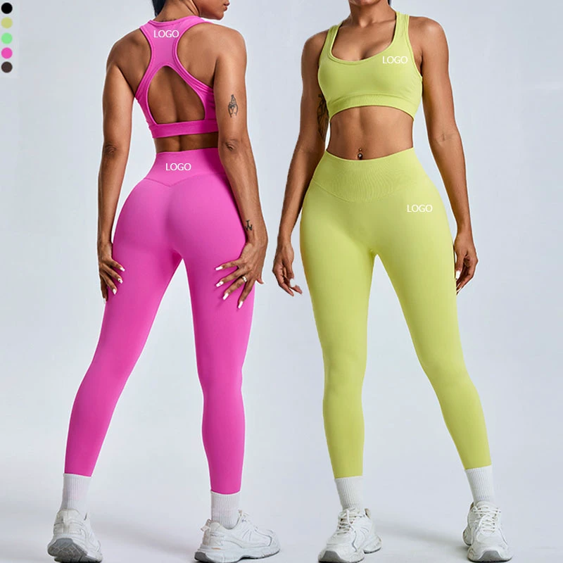 MS1093Y New Best Selling Backless Sports Bra High Impact High Waist Fitness Leggings Sportswear for Woman Two Pieces Yoga Set