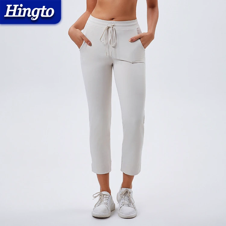 Workout Pants for Women Sportswear High Waist Ladies Yoga Pants Drawstring Spandex and Polyester Loose Yoga Pants With Pockets