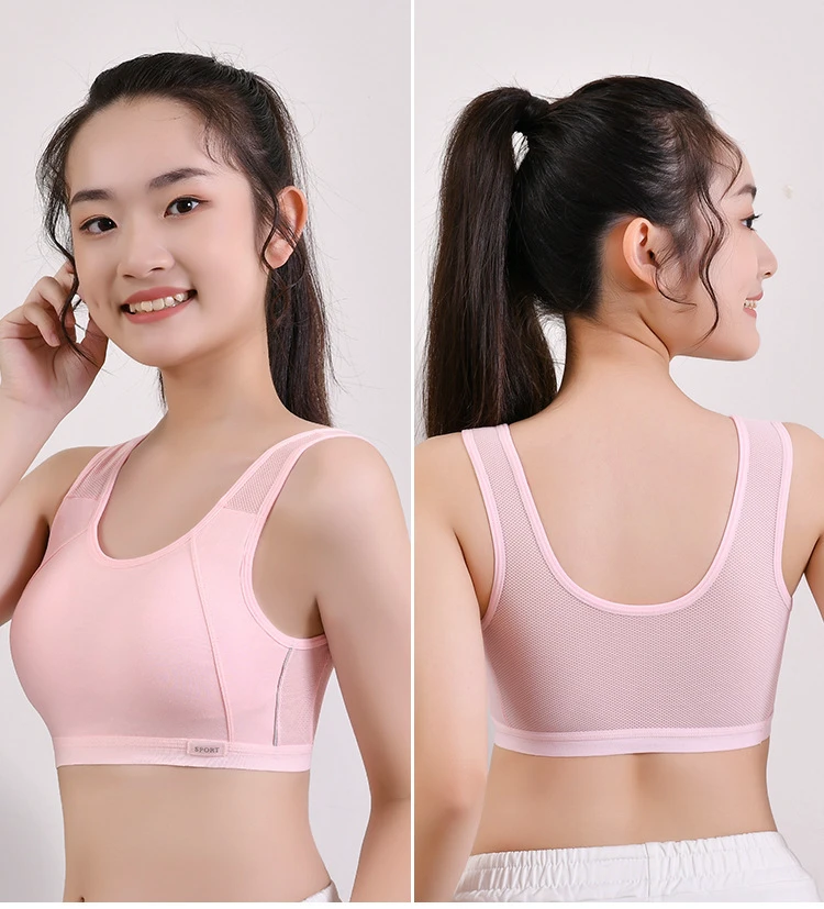 Custom Girl's Underwear 888#Wholesale Big Girls Training Bras Wireless Light Padded Sports Halter Vest Bra Teens Bra Girls