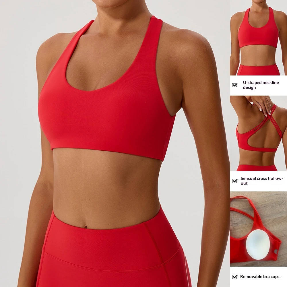 Under Lulu Custom Logo Private Label Yoga Bra Wholesale Manufacturer OEM High Support Seamless Shockproof Push up Brassier
