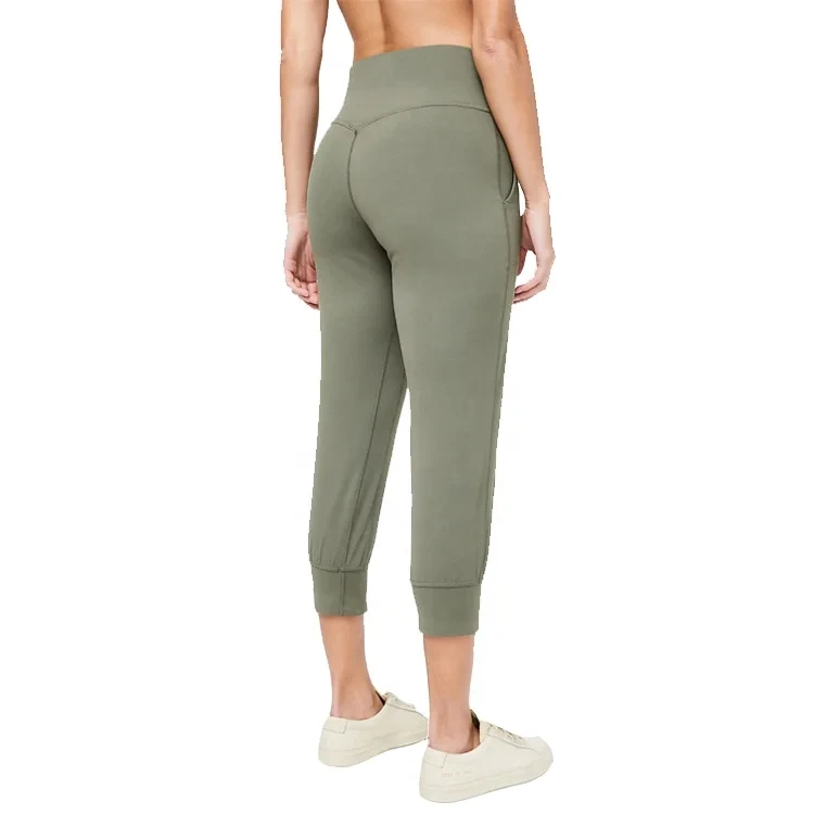 Women's Soft Touch Yoga Sports Leggings with Phone Pockets Cropped Track Jogging Pant with Drawstring