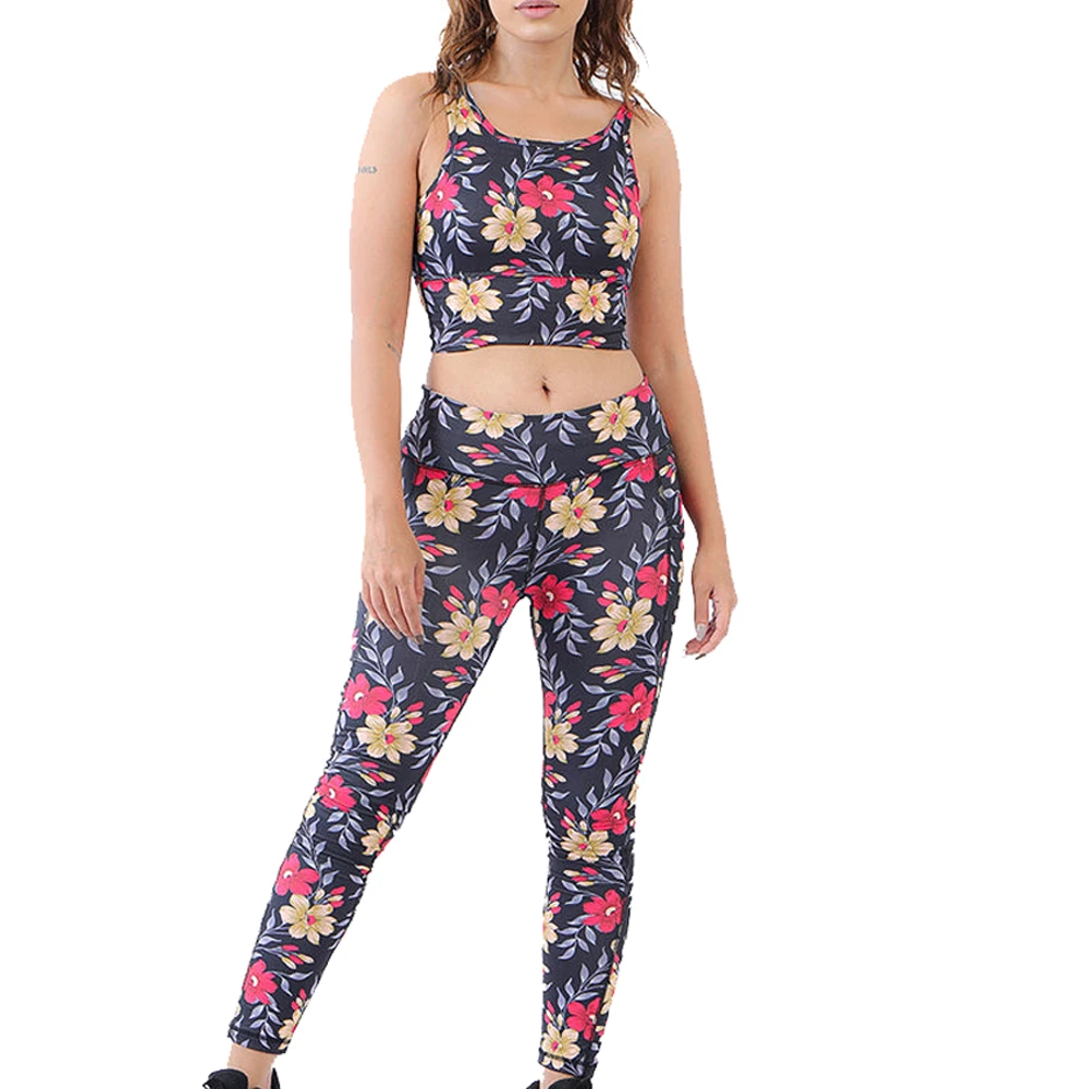 2-Piece Gym Fitness Sets Solid Pattern Printed Yoga Clothing Sports Yoga Suits Women Seamless Fitness Yoga Set Wear