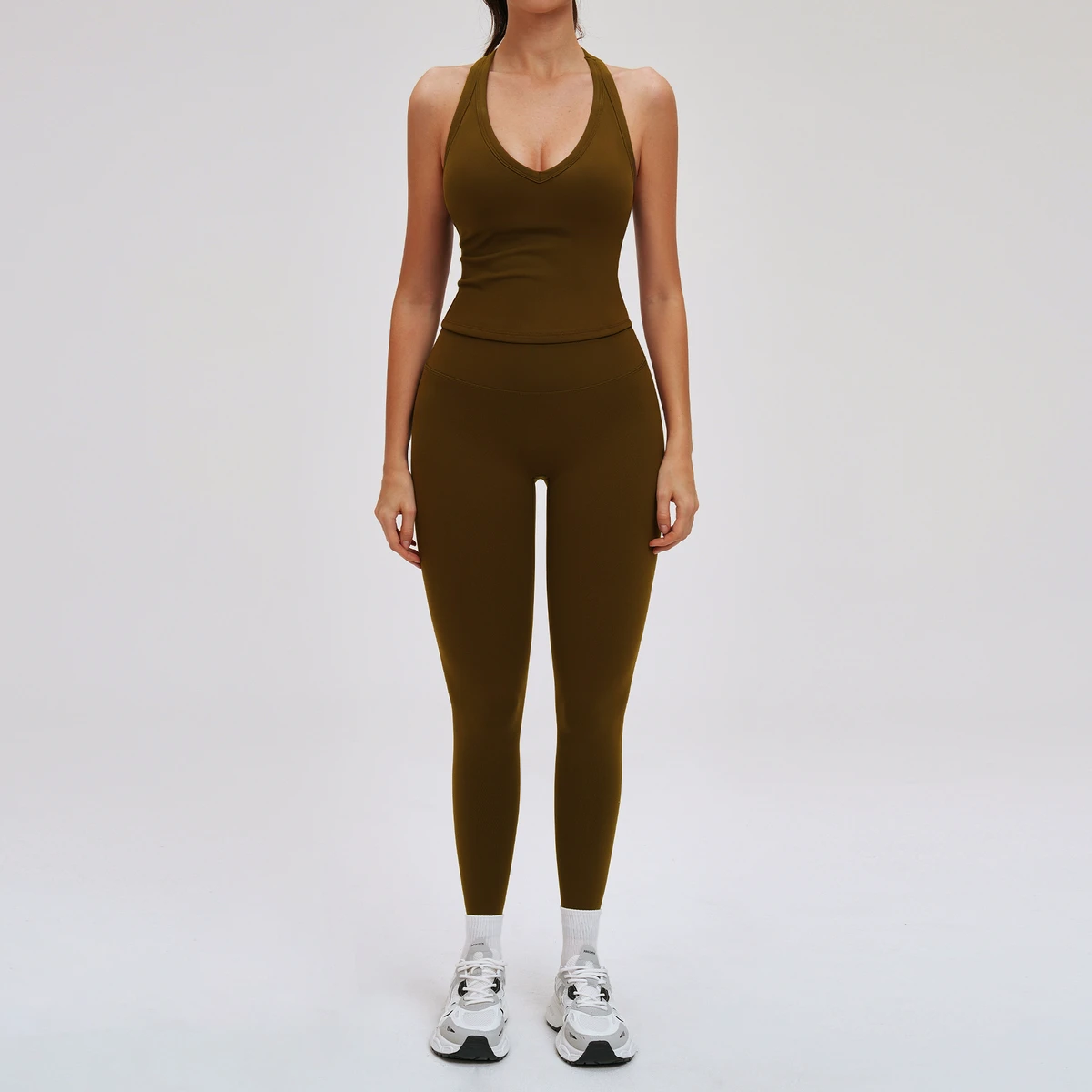 Breathable Quick Dry Fitness Yoga Wear Suit 2 Piece High Elastic Nylon Running Sports Bra High Waist Flared Tights Set for Women