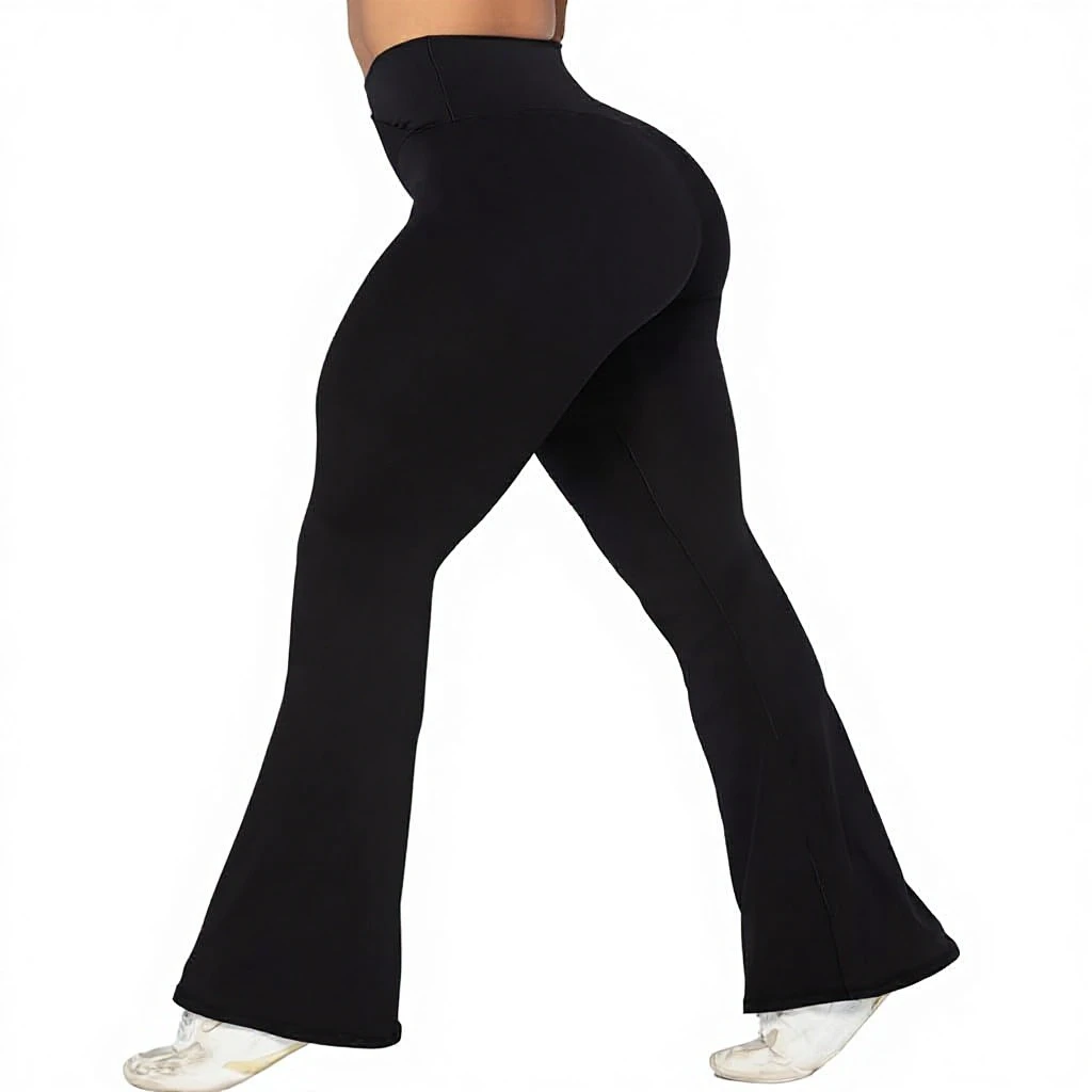 Sunzel Womens Flare Leggings No Front Seam Yoga Pants Tummy Control Crossover High Waist Solid Polyamide 28