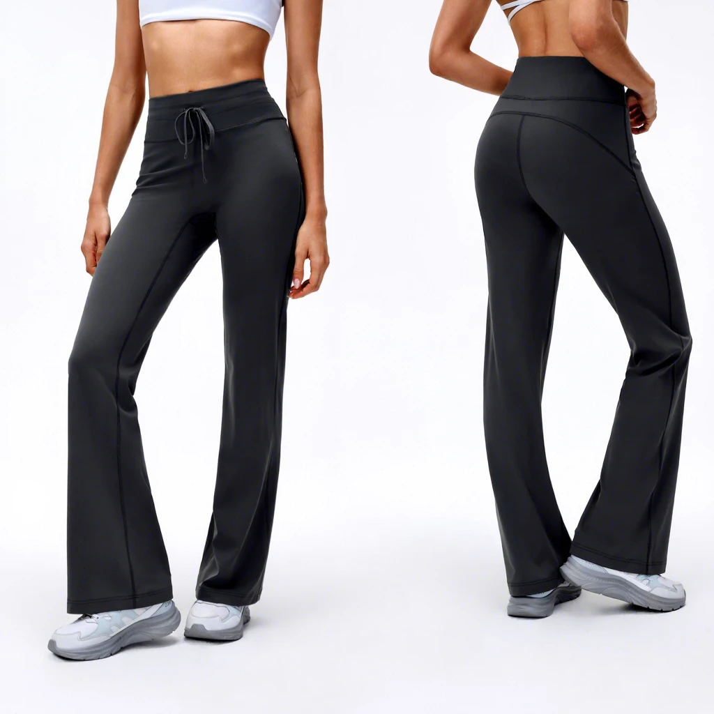 Hight Waist Drawstring Flared Yoga Pants Women Four-Way Stretch Eco-Friendly Quick-Dry Highly Elastic Breathable Suitable Outer