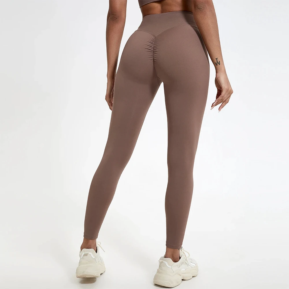 New Arrival Women Sports Drawstring Leggings V Shape Stretchy Solid Tight Fitness Leggings Scrunch Butt Yoga Legging