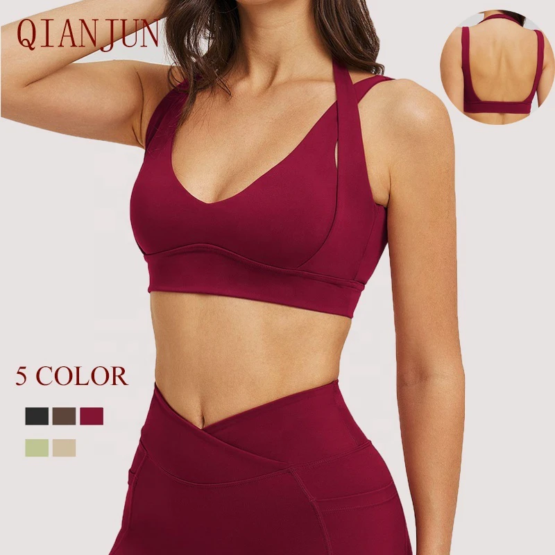 High Quality Women Gym Fitness Backless Yoga Wear Sports Bra High Impact Beauty Back Fitness Wear Running Bra Top