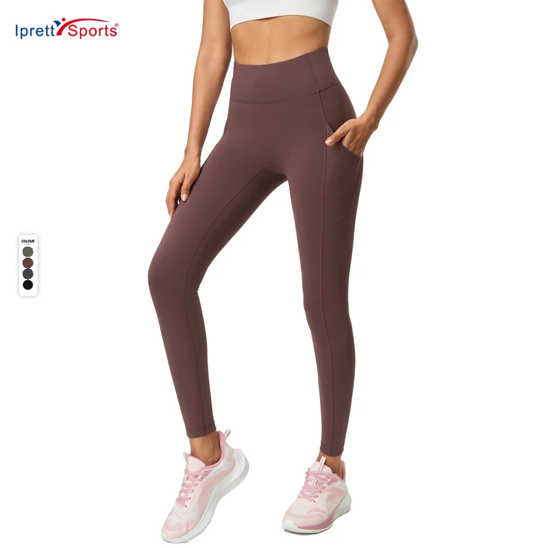 Hot Design High Waist Leggings Elastic Hip Lifting Side Pockets Custom Yoga Pants for Women Sports Fitness Solid Color XS Size