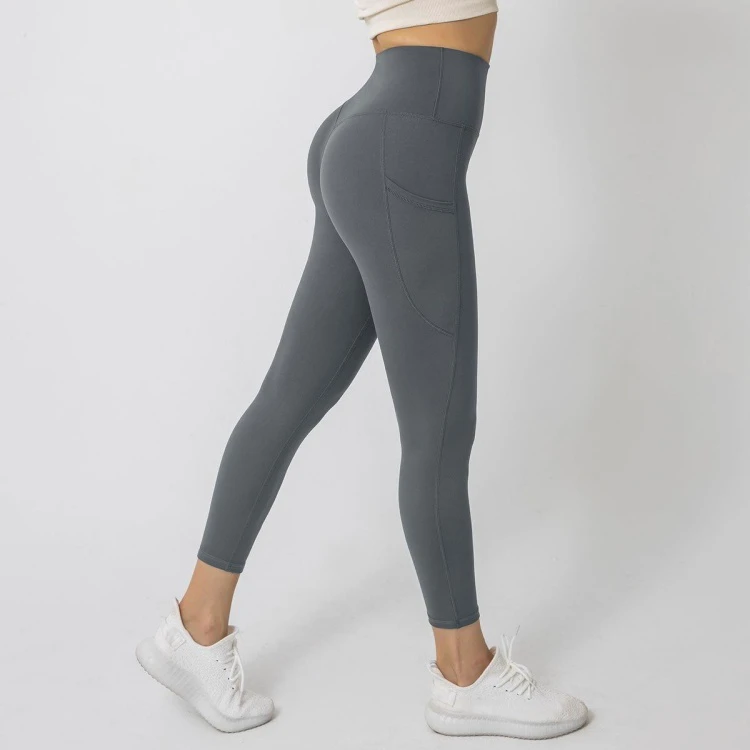 Lanyu Factory Women's High Waist Butt Lift Yoga Pants Side Pocket Breathable Workout Compression XL Spandex Plus Size